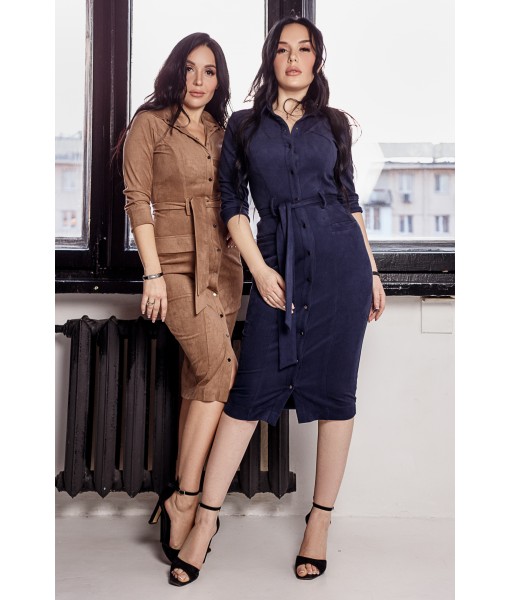 сукня - сорочка замшева синього кольору