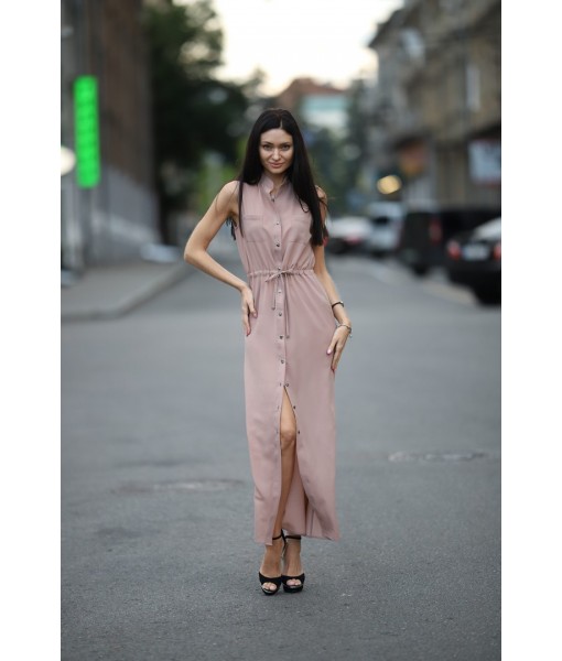 сукня - сорочка в підлогу капучино