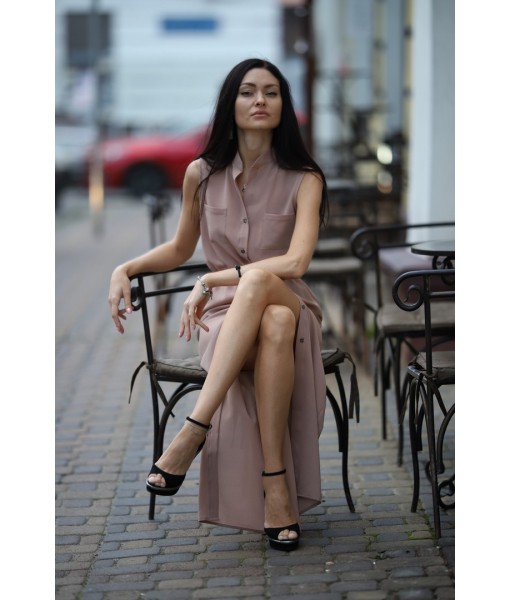 сукня - сорочка в підлогу капучино