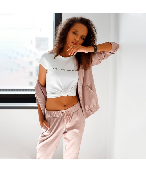 костюм атласний лавандовий