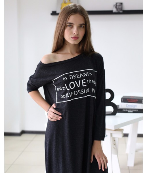 платье ангоровое с принтом   цвет мокрый асфальт