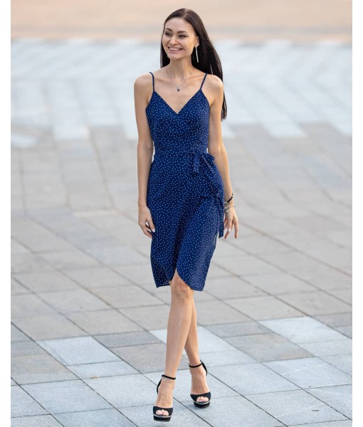 сукня на запах до колін синя