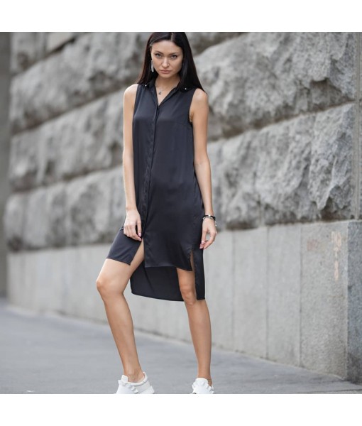 сукня - сорочка без рукавів шовкова чорна
