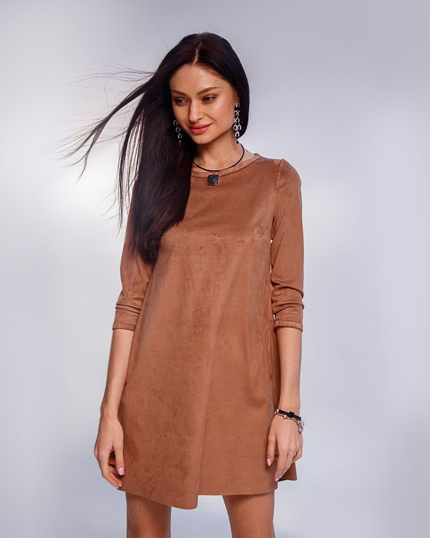сукня - трапеція замшеве camel