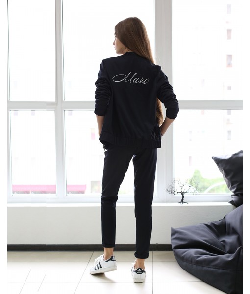 костюм трикотажний темно-синього кольору з вишивкою