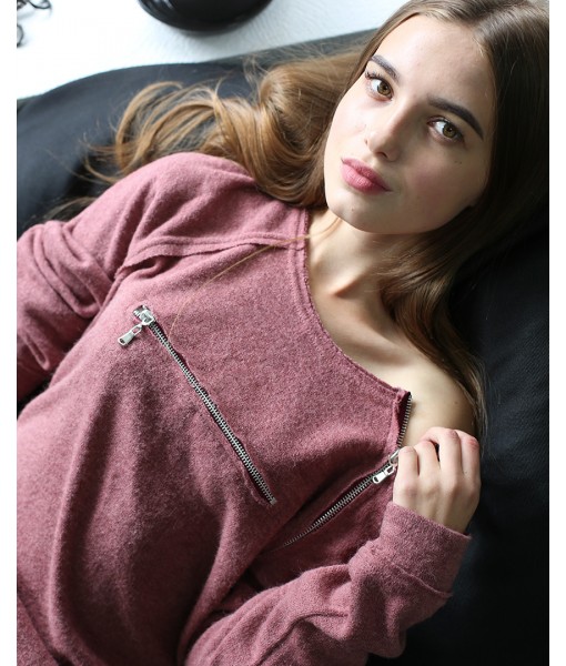 костюм ангоровий із блискавкою на грудях марсаловий