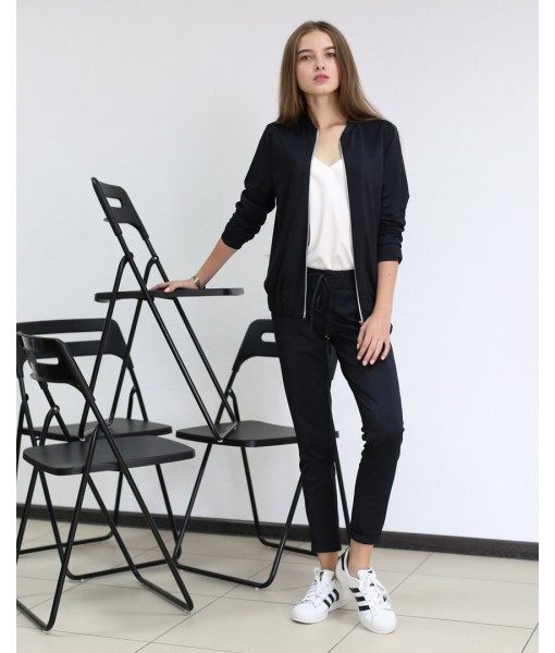 брючний костюм із трикотажу-люрексу чорний