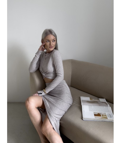 спідниця міді трикотажна бежева жакардова