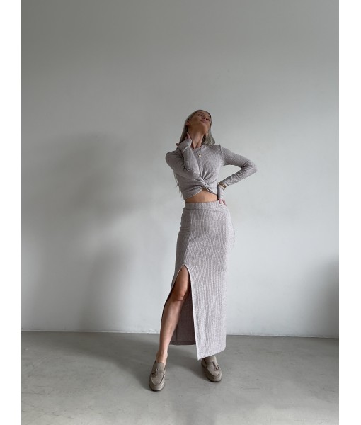 спідниця міді трикотажна бежева жакардова