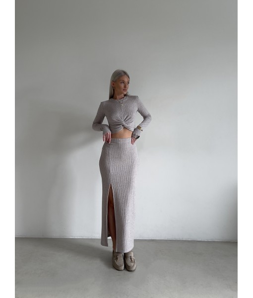 спідниця міді трикотажна бежева жакардова