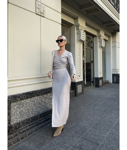 топ на запах бежевий жакардовий