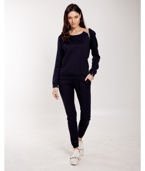 костюм ангоровий із блискавками синього кольору