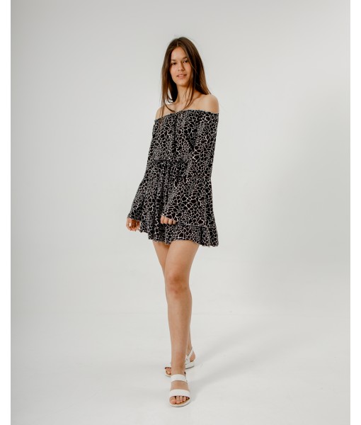 комбінезон зі спущеним плечем чорний