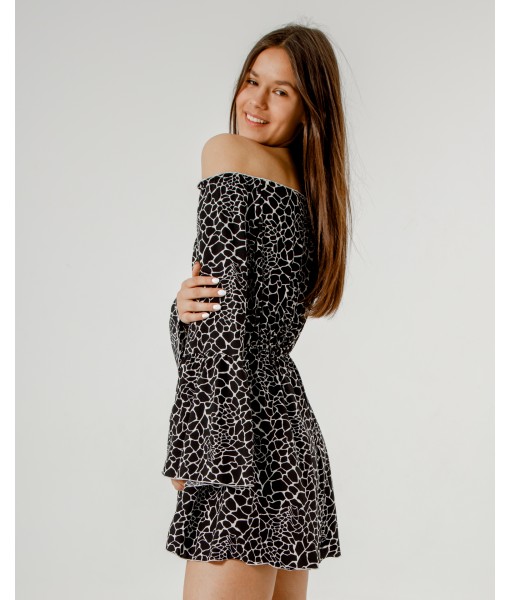 комбінезон зі спущеним плечем чорний