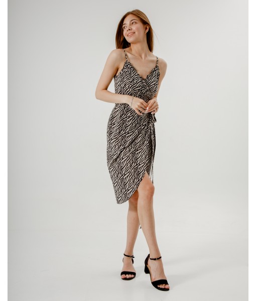 сукня на запах до колін принт зебра