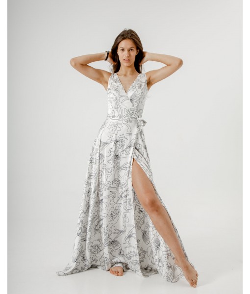 сукня на запах шовкова біла