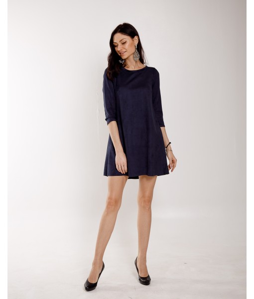 сукня - трапеція замшева синього кольору 