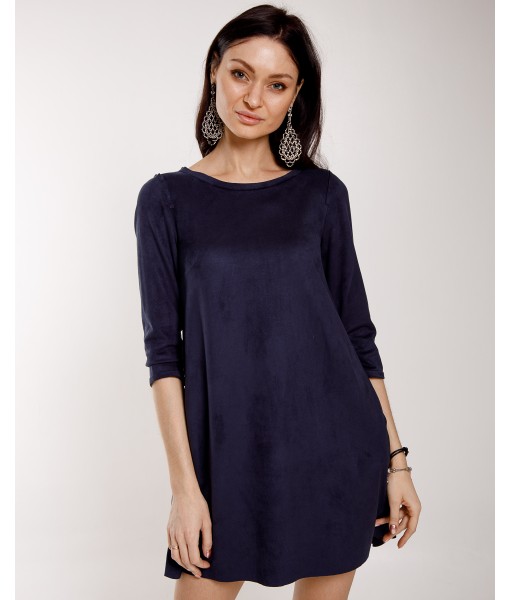 сукня - трапеція замшева синього кольору 