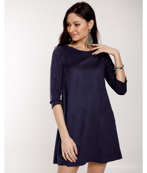 сукня - трапеція замшева синього кольору 