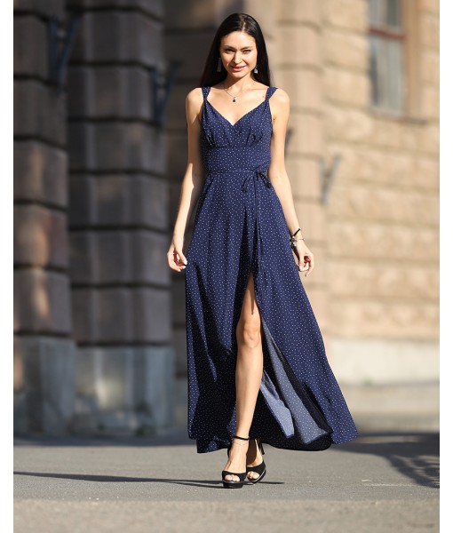 сукня з розрізом синя