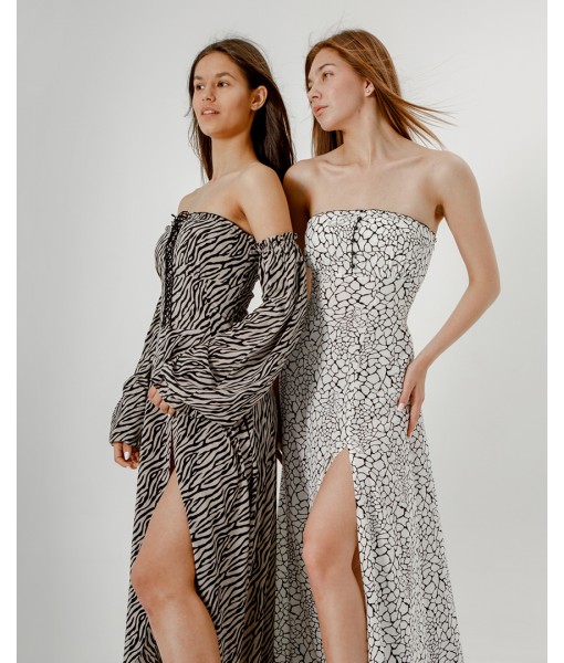 сукня в підлогу принт черепашка білого кольору