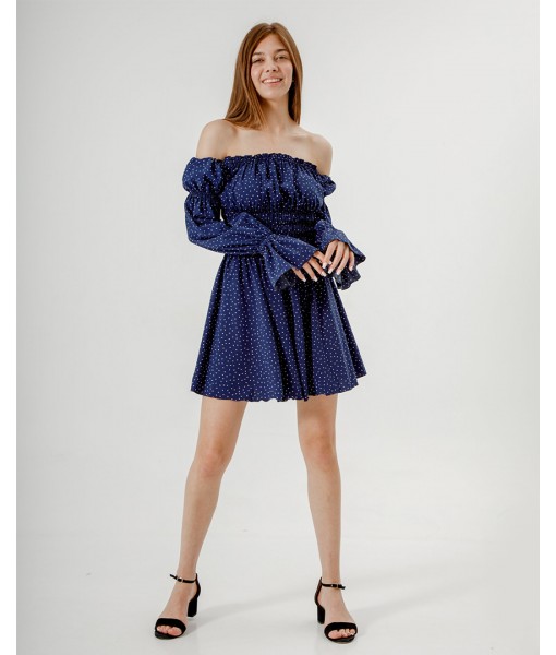 комбінезон зі спущеним плечем синій