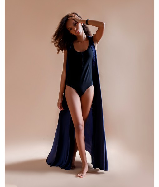 сукня - сорочка в підлогу сатинова синя