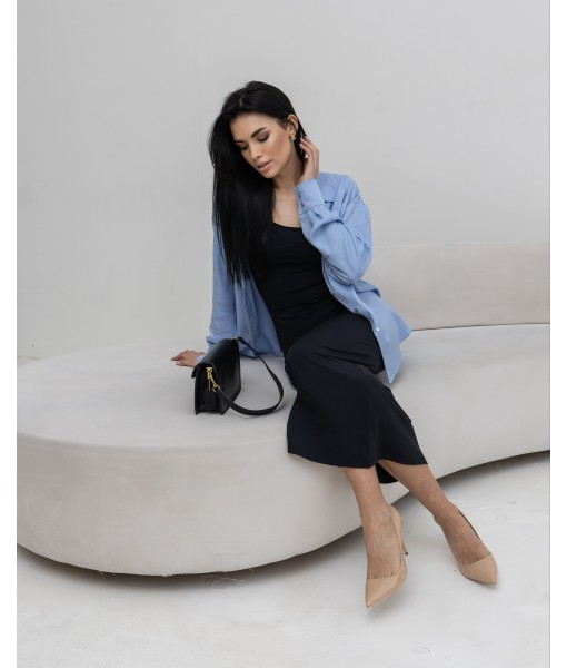 сорочка ANDREA oversize блакитна тенсел