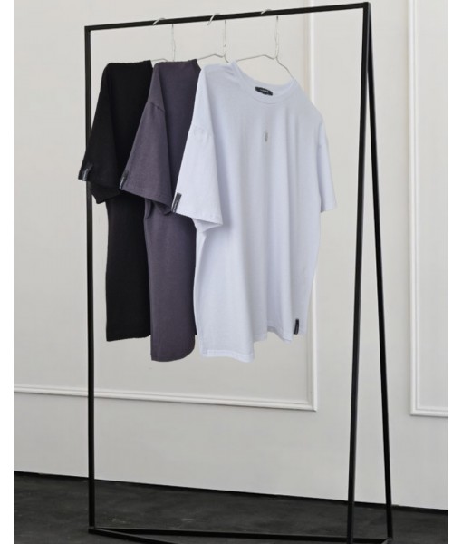 футболка оверсайз графіт з вишивкою тризуб